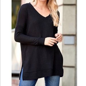 ZENANA Oversized Waffle Knit V-Neck Sweater FINAL FEW!